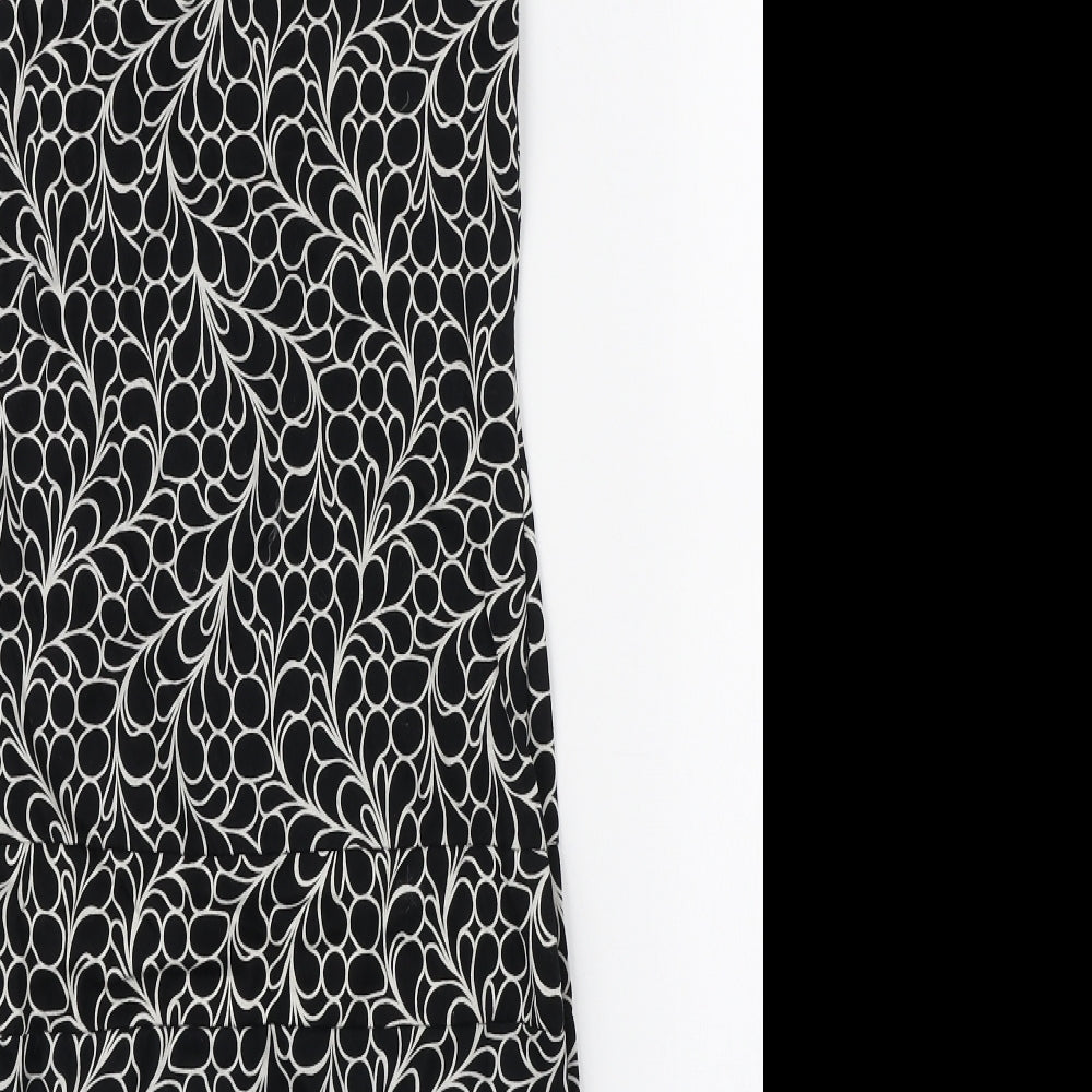 Preworn Womens Black Geometric Polyester Bodycon Size M V-Neck Pullover