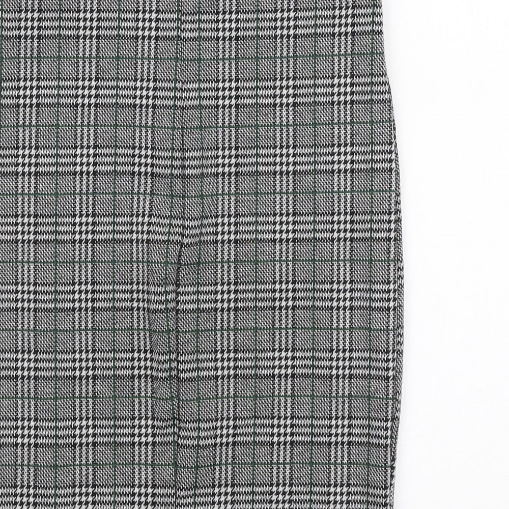 Stradivarius Womens Black Plaid Polyester Straight & Pencil Skirt Size 6