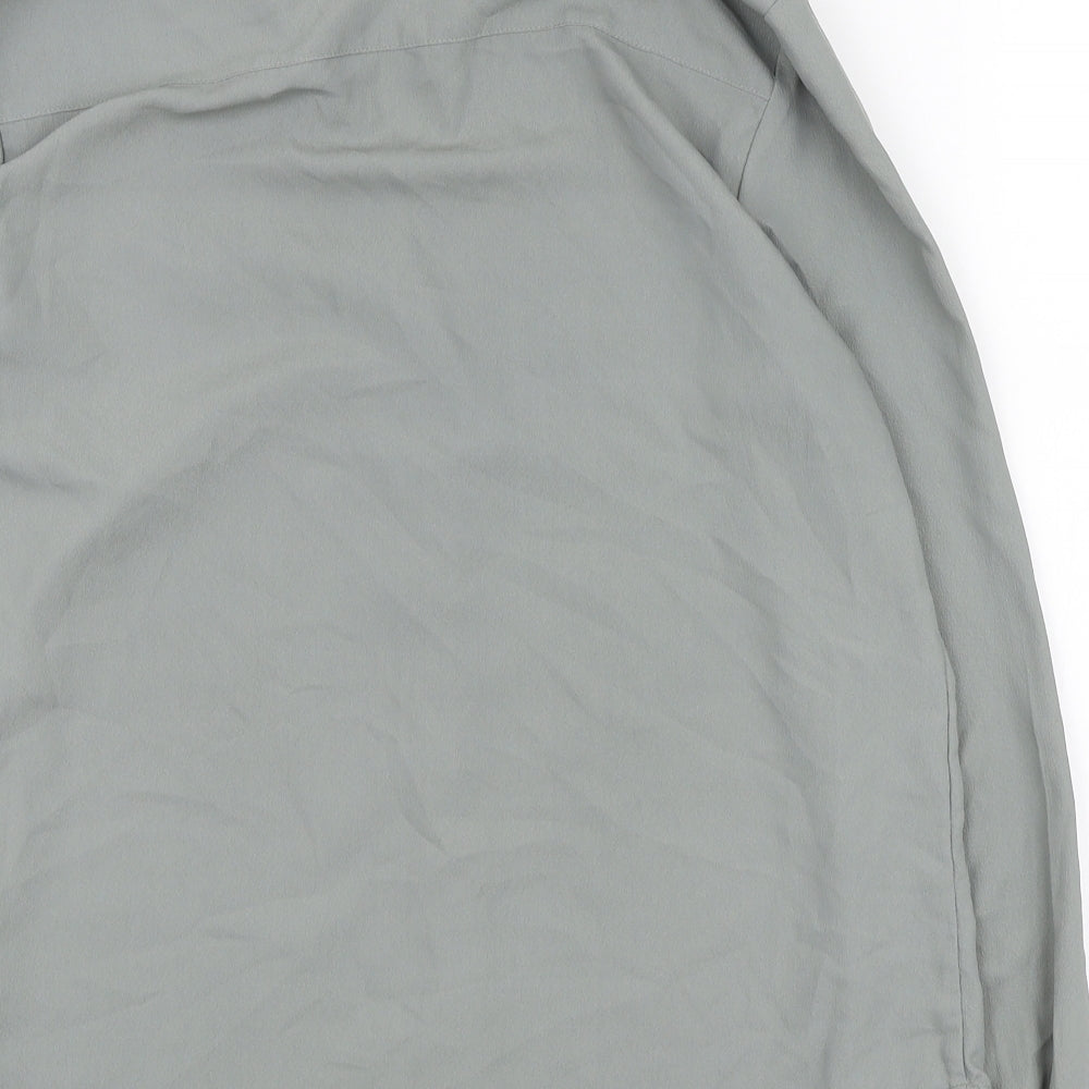 H&M Womens Green Polyester Basic Button-Up Size S Collared