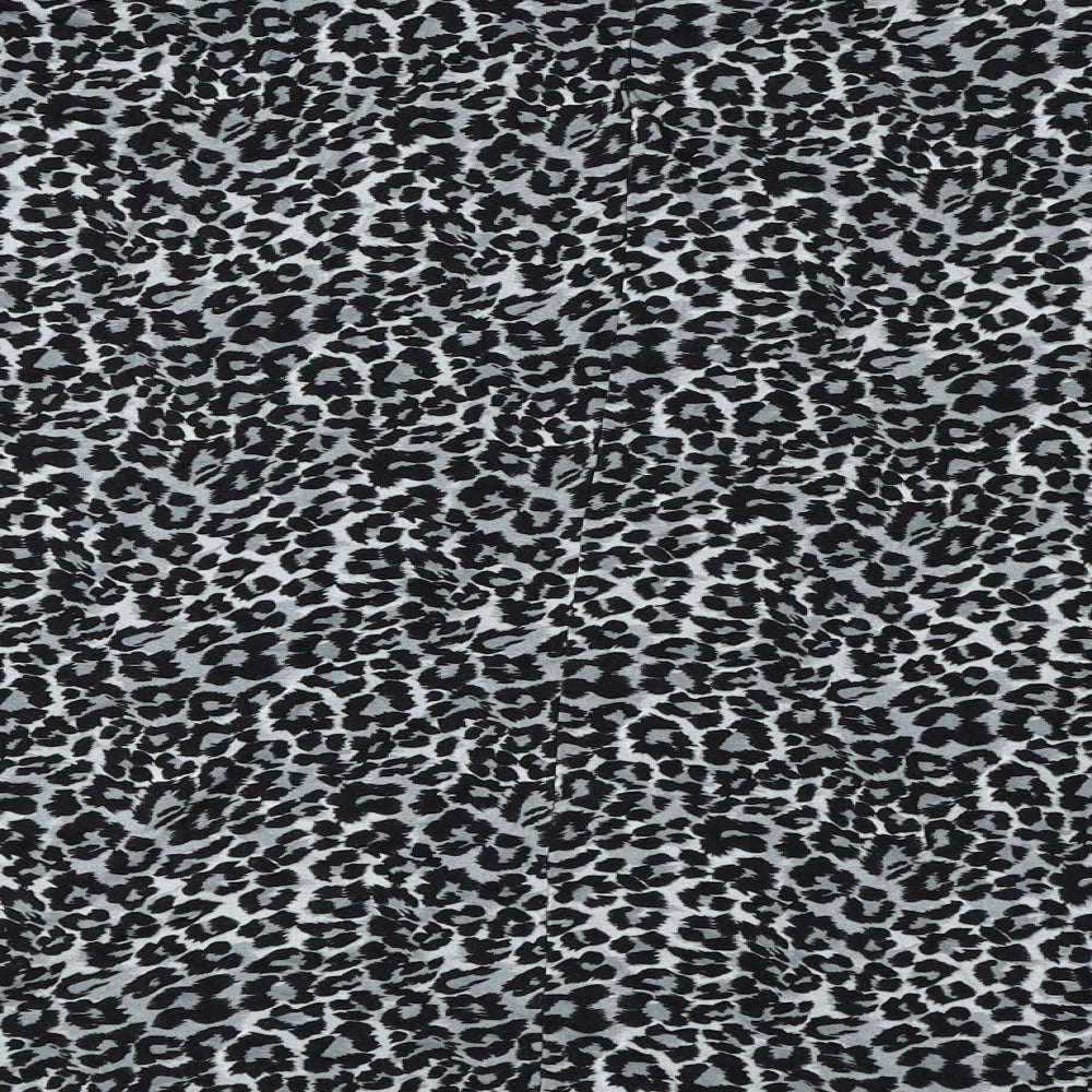 Wallis Womens Black Animal Print Viscose Basic Blouse Size S Boat Neck