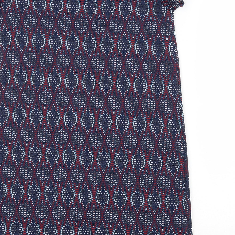 Preworn Womens Blue Geometric Polyester A-Line Size XS Scoop Neck Pullover