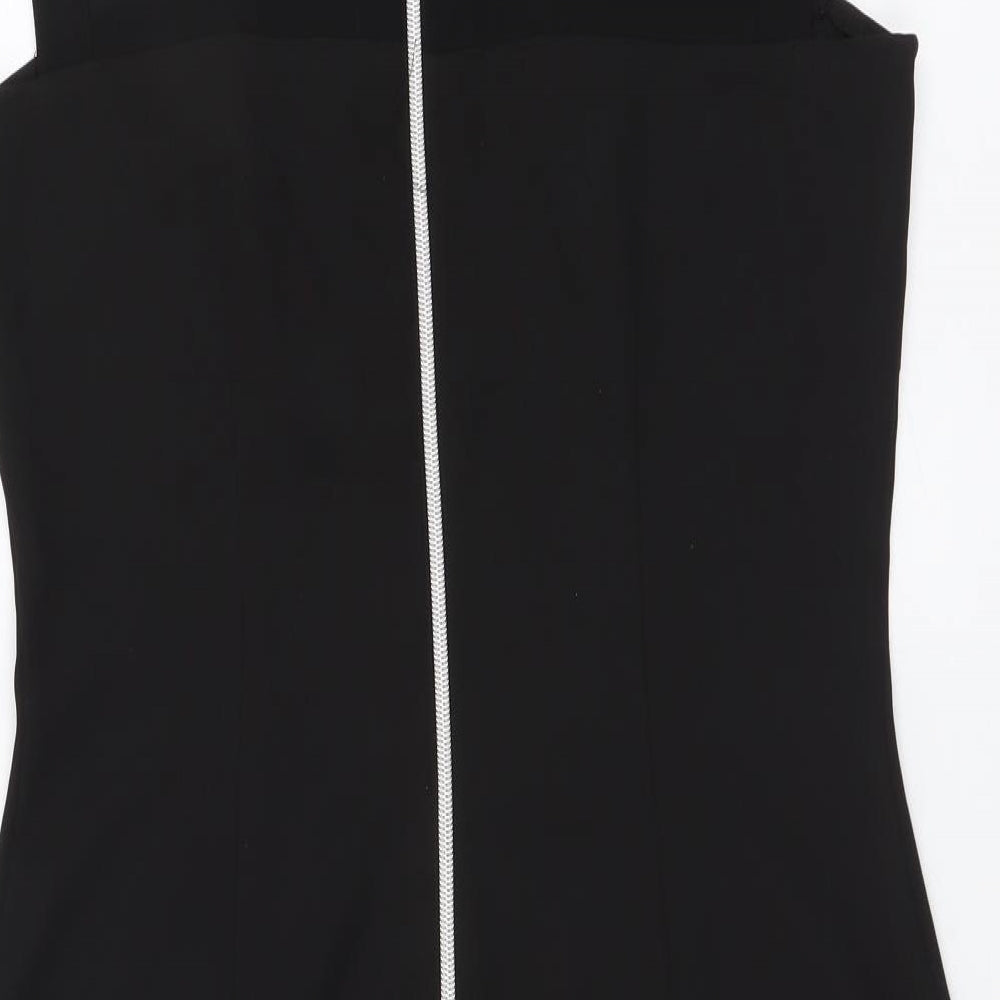 H&M Womens Black Polyester A-Line Size 10 Round Neck Zip