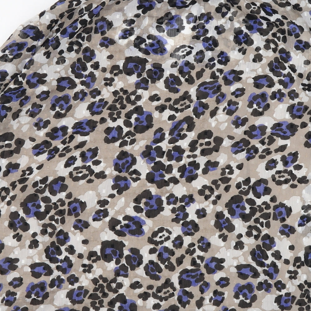 Marks & Spencer Womens Beige Animal Print Polyester Basic Blouse Size 10 Round Neck