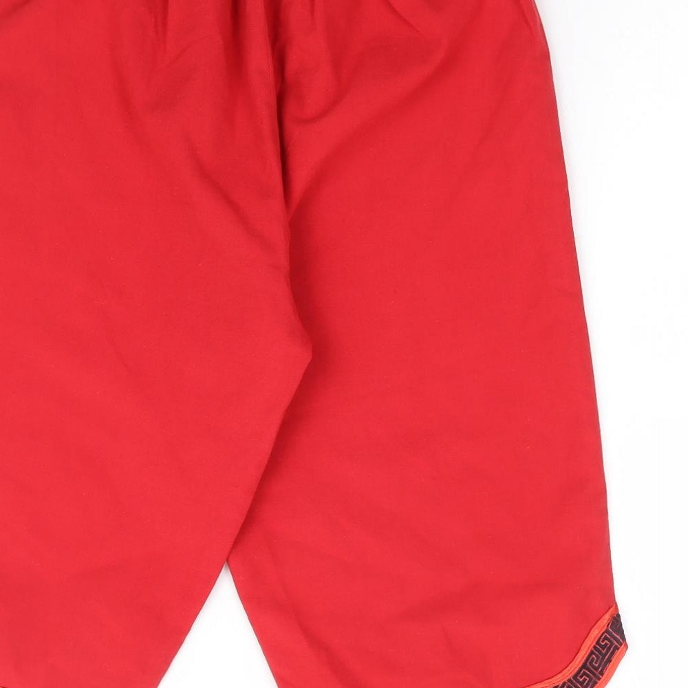 Preworn Womens Red Polyester Cropped Trousers Size 12 Regular