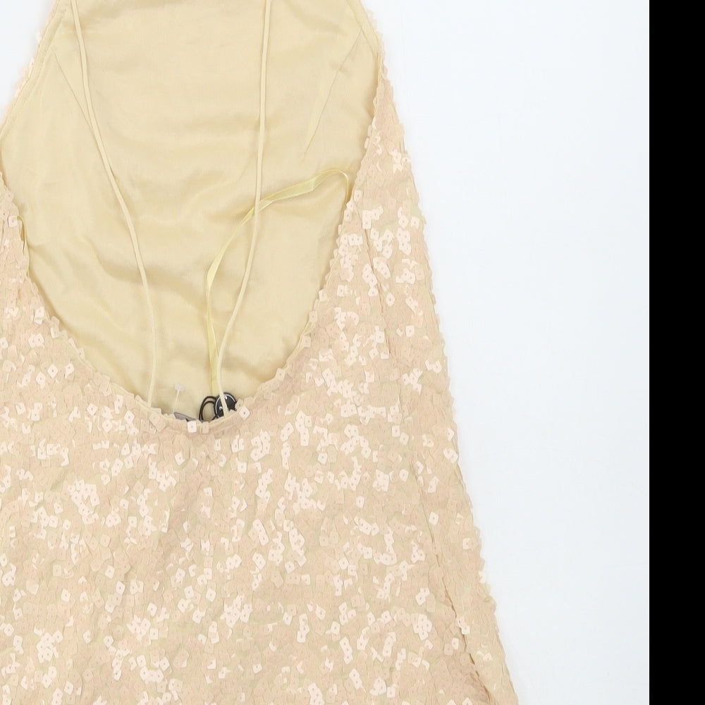 Motel Womens Ivory Polyester Slip Dress Size XS Round Neck Pullover