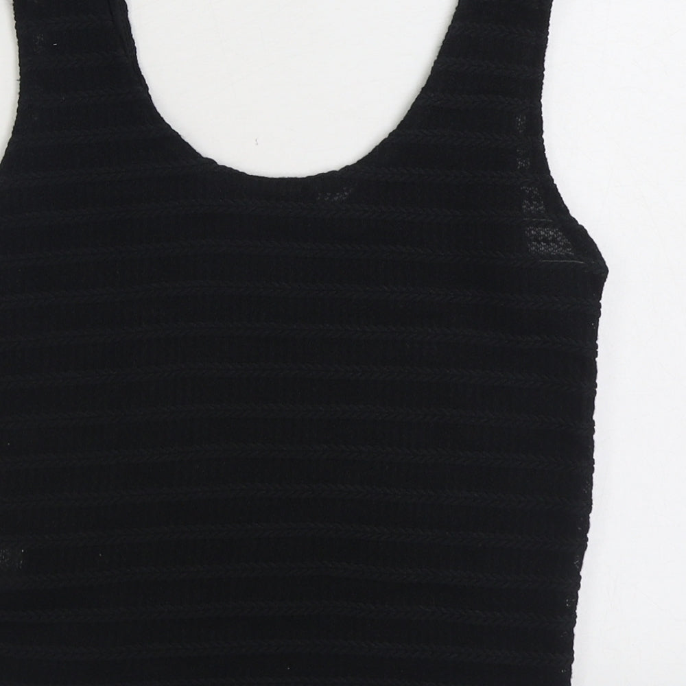 Missguided Womens Black Polyester Basic Tank Size 6 Scoop Neck