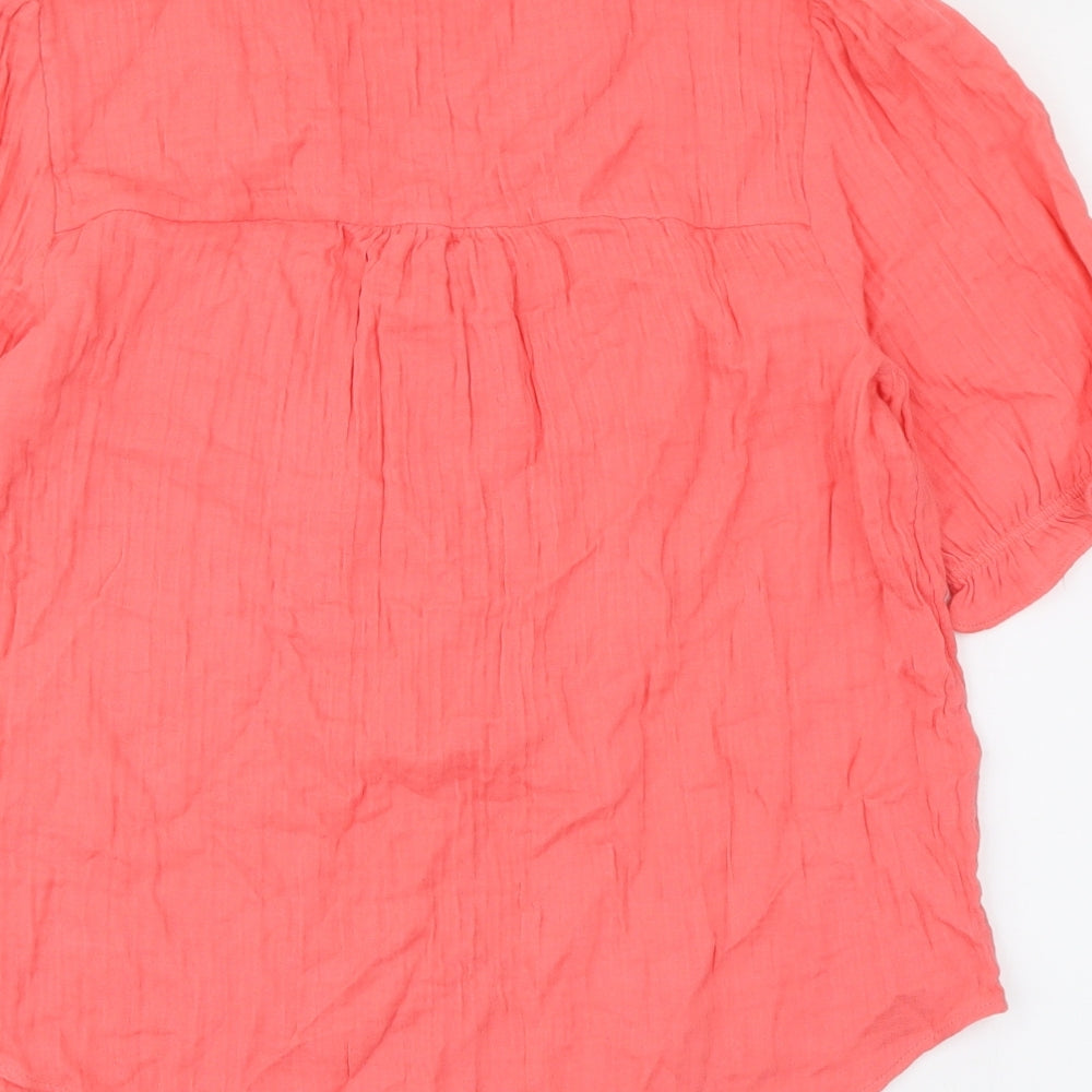 Per Una Womens Orange Cotton Basic Button-Up Size 6 V-Neck