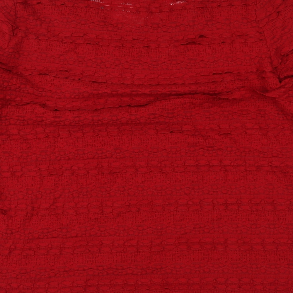 Per Una Womens Red Polyester Basic Blouse Size M V-Neck