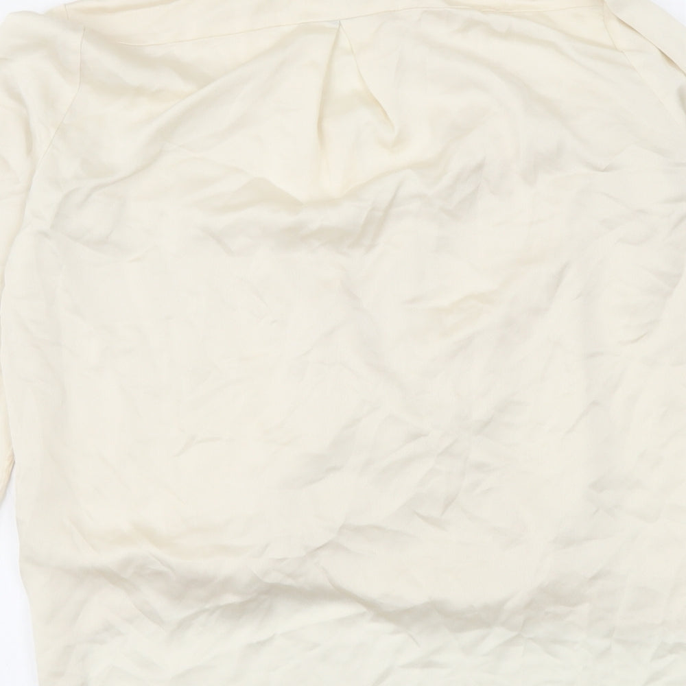 Mango Womens Beige Polyester Basic Blouse Size XS V-Neck