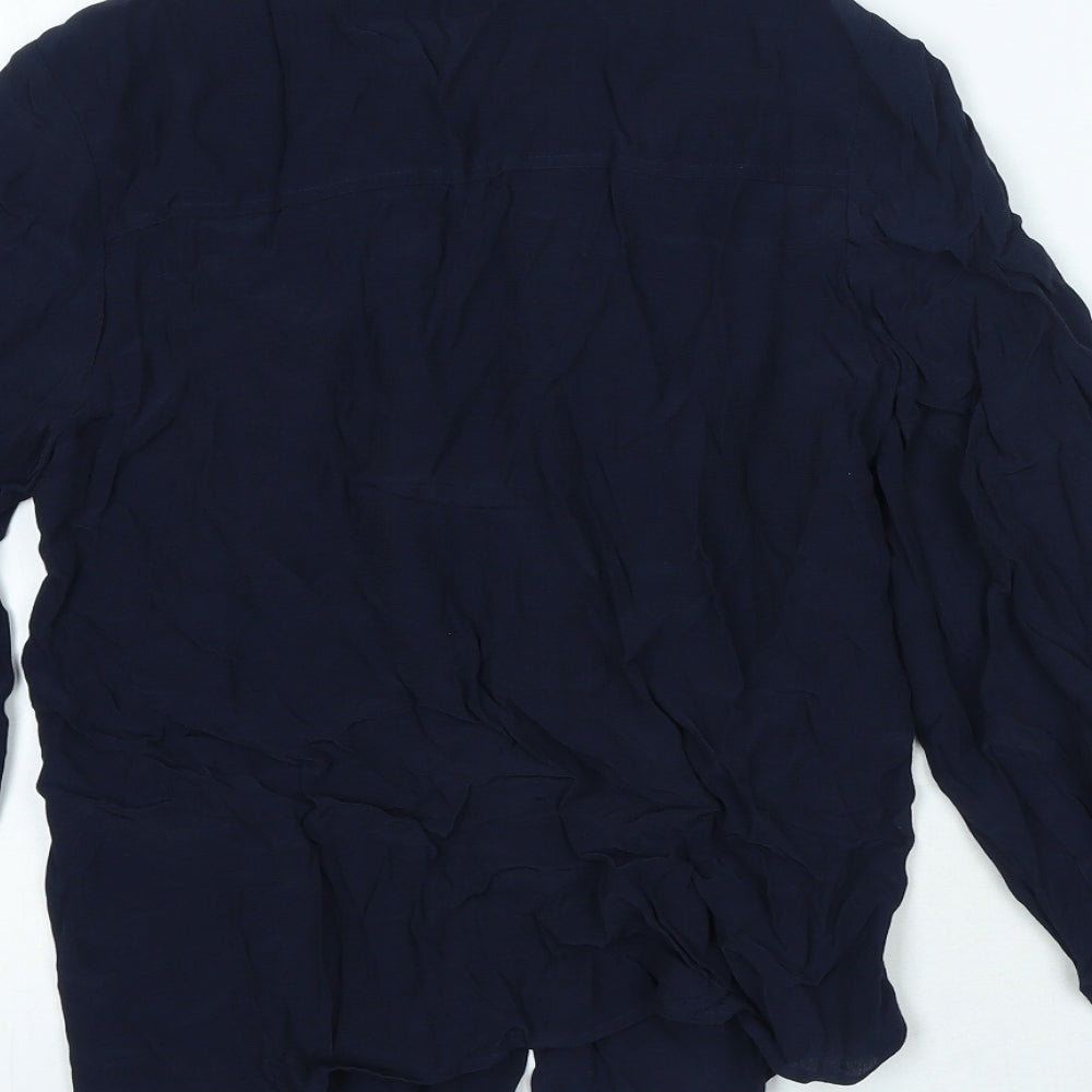 Marks & Spencer Womens Blue Viscose Basic Button-Up Size 6 Collared