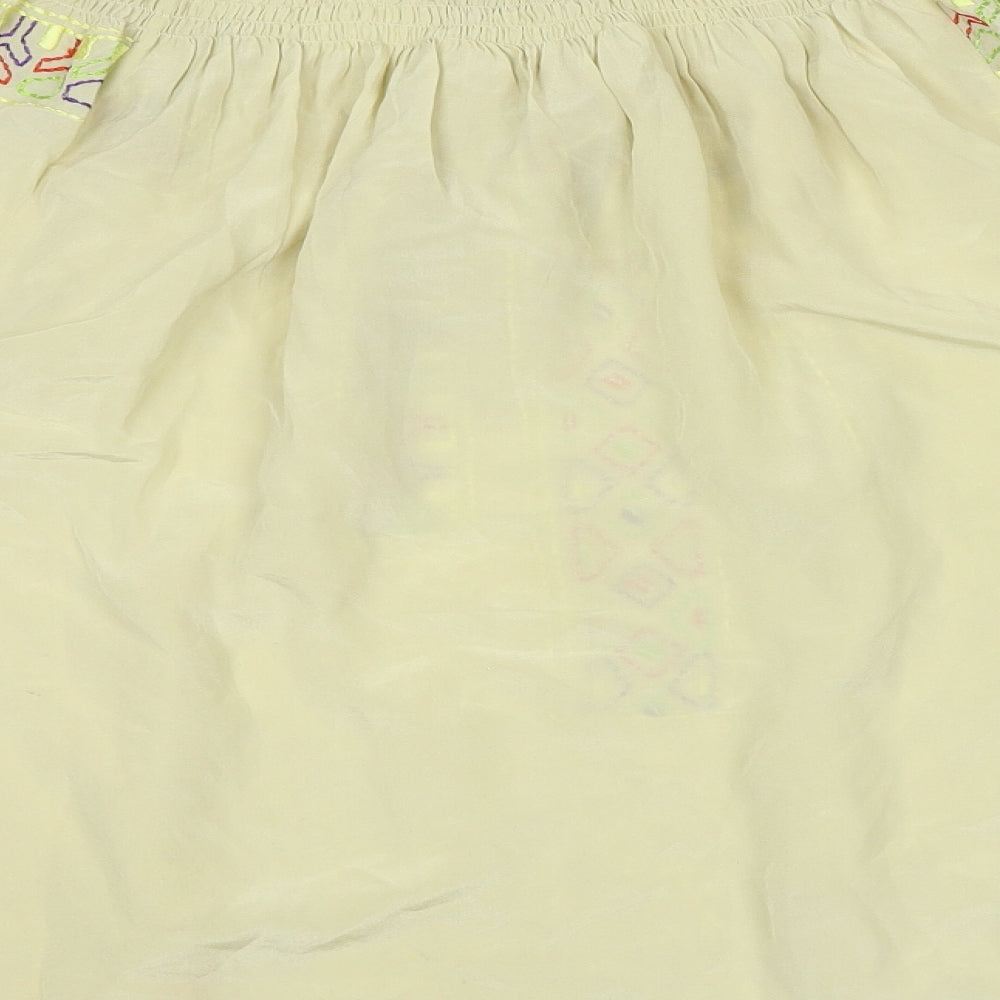 Kas New York Womens Beige Geometric Polyester Basic Blouse Size L Boat Neck