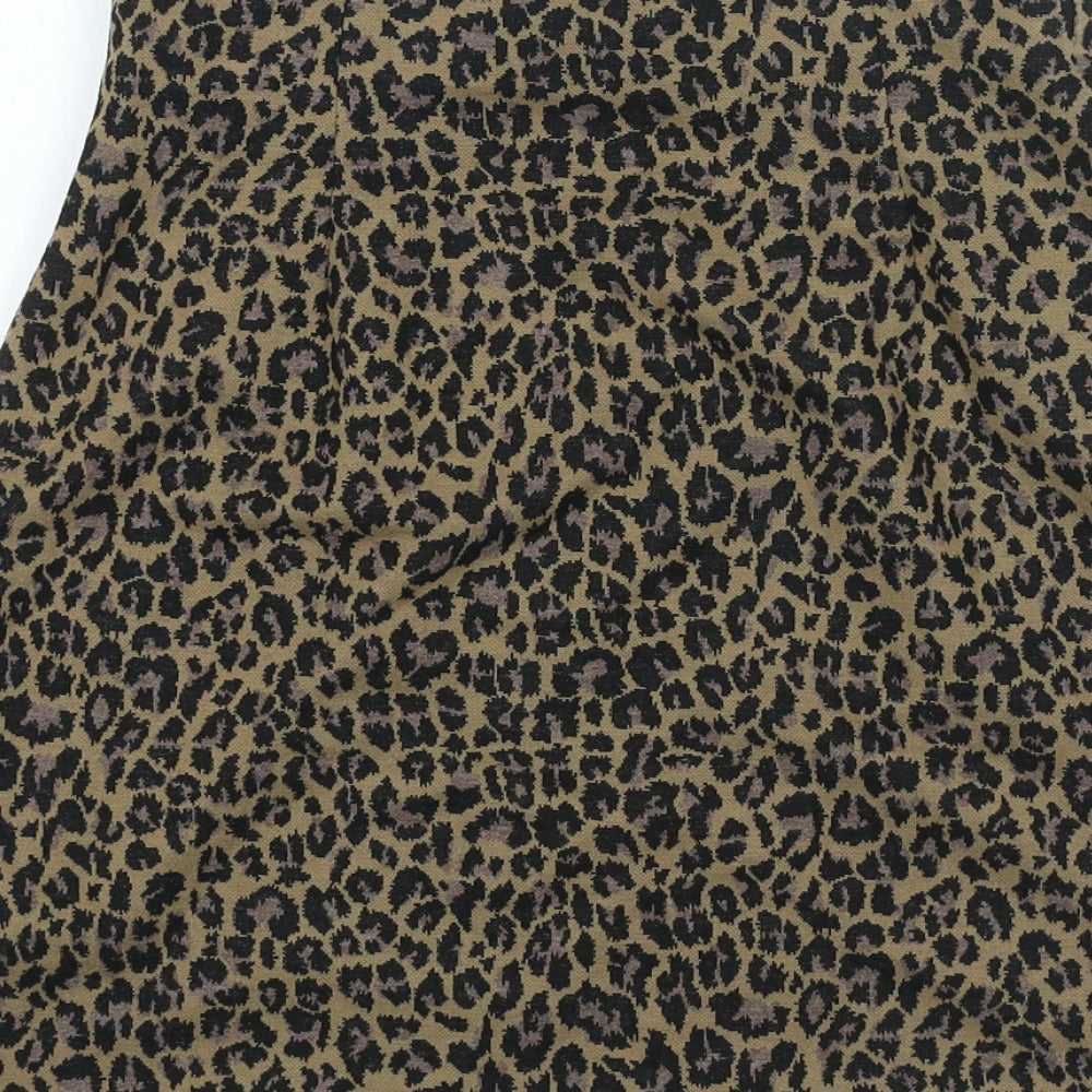 Marks & Spencer Womens Black Animal Print Polyester Mini Skirt Size 66 in