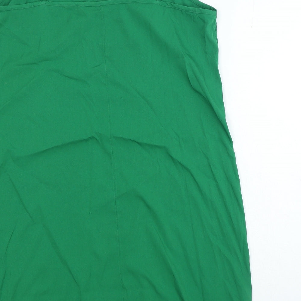 Marks & Spencer Womens Green Polyester Mini Size 14 V-Neck Pullover