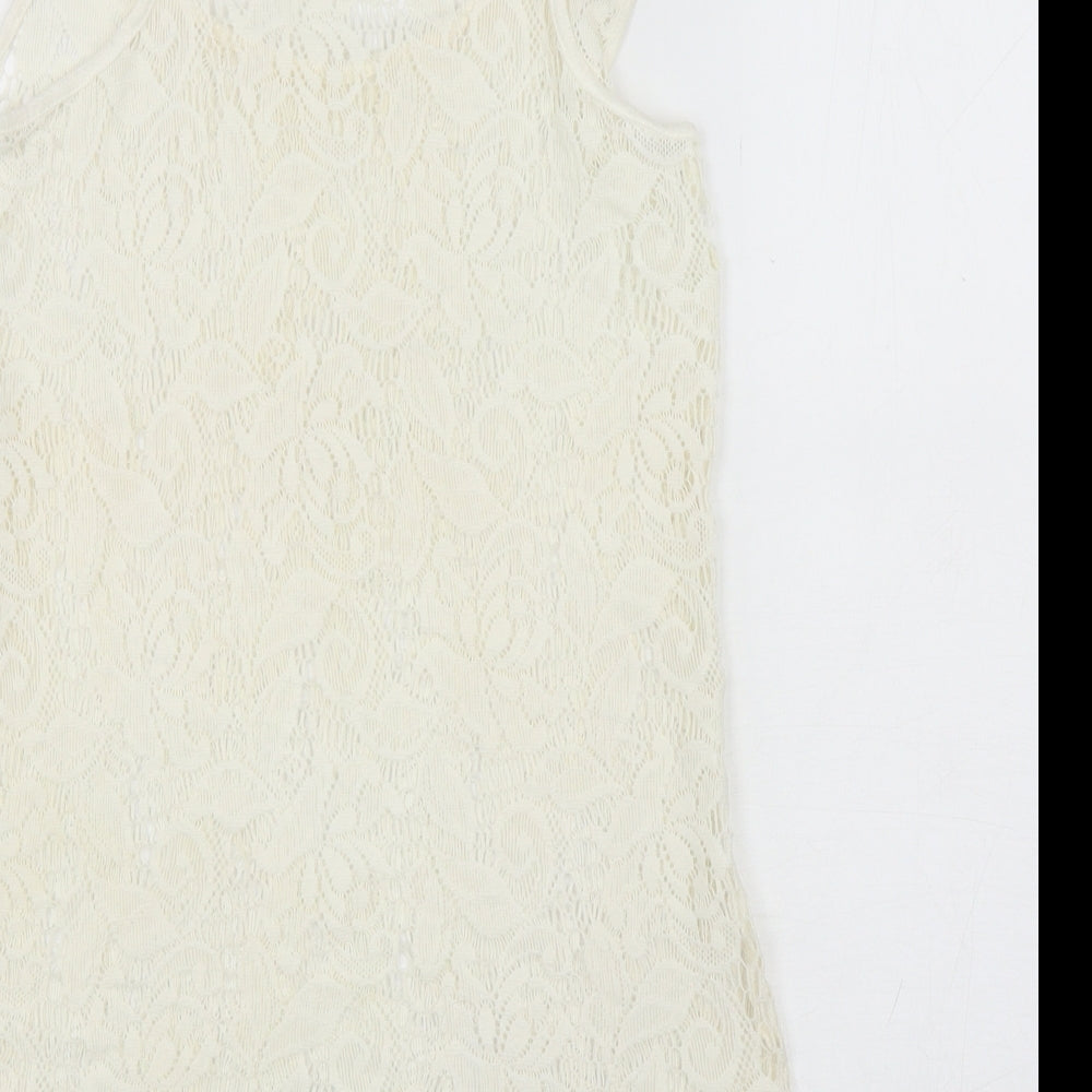 NEXT Womens Ivory Polyamide Basic Tank Size 10 Scoop Neck