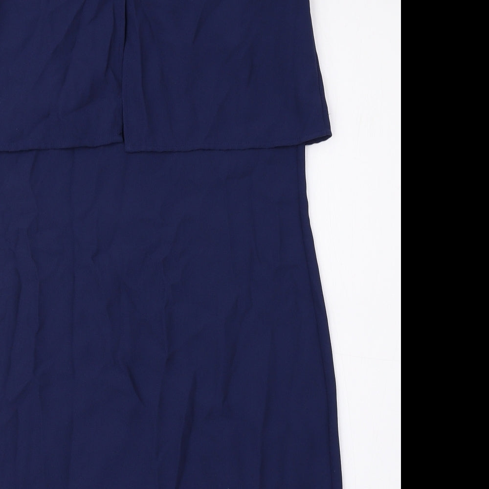 H&M Womens Blue Polyester A-Line Size 10 Boat Neck Zip
