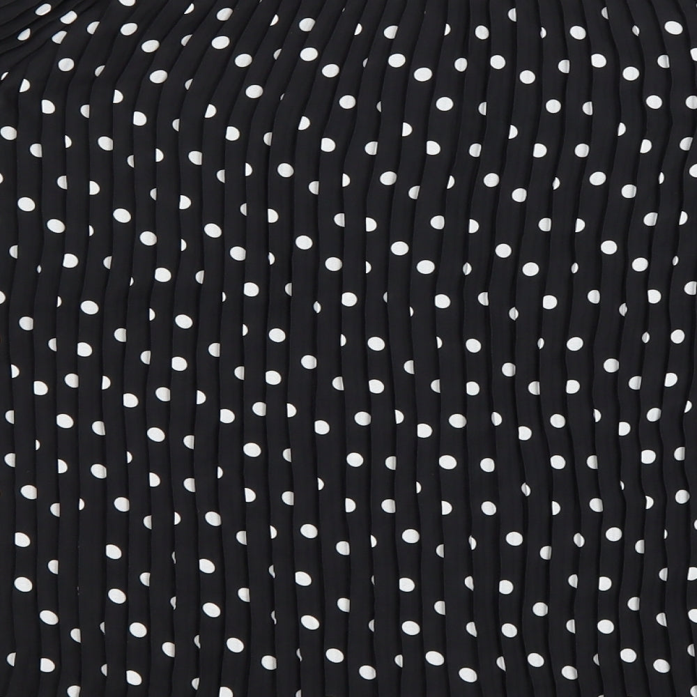 NEXT Womens Black Polka Dot Polyester Basic Blouse Size 10 Boat Neck - Lace detail on arms