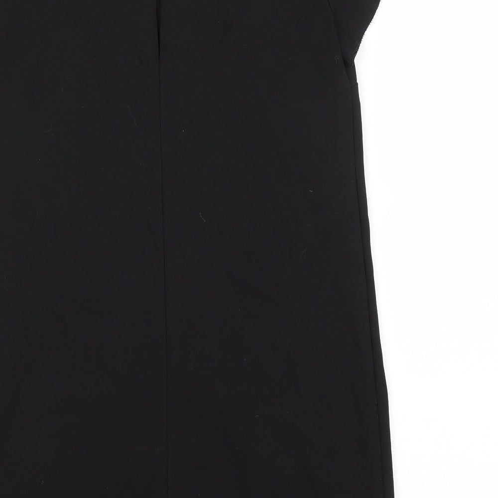 Zara Womens Black Polyester A-Line Size S Boat Neck Button