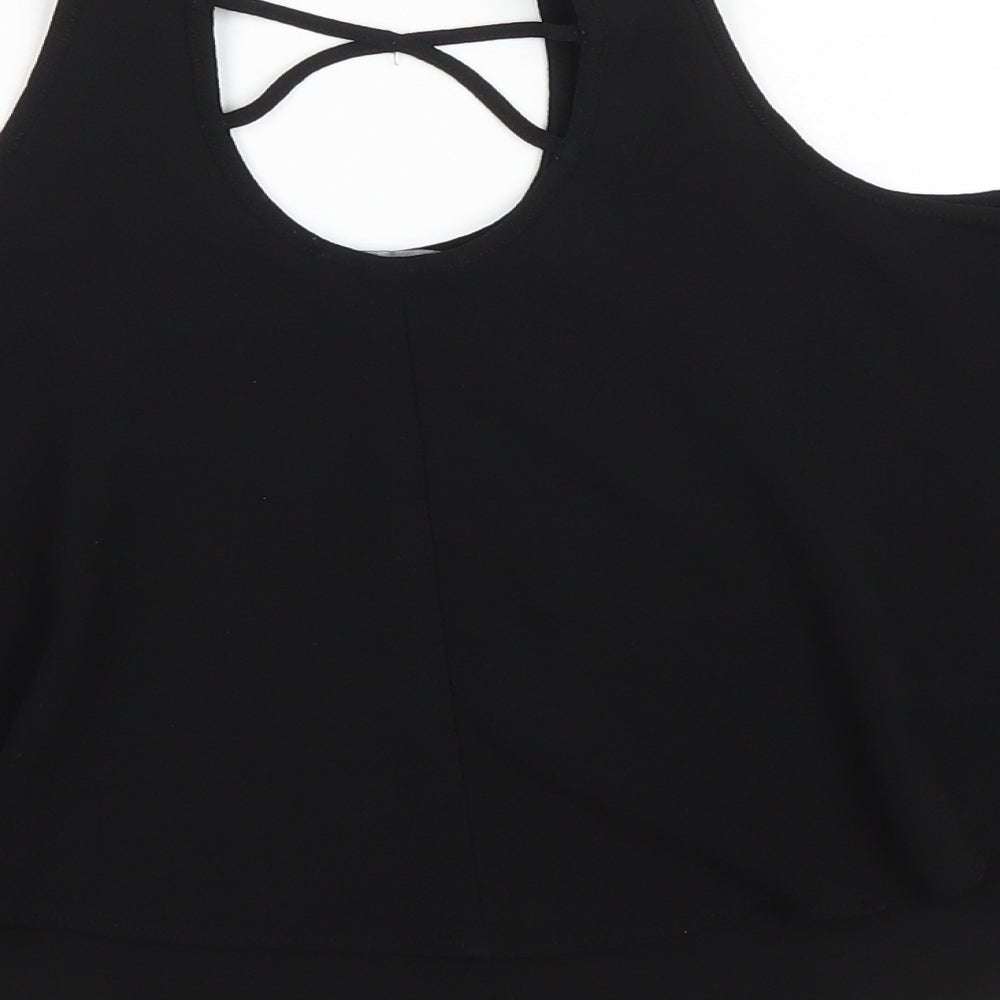 Primark Girls Black Polyester Basic Tank Size 9-10 Years Scoop Neck Pullover