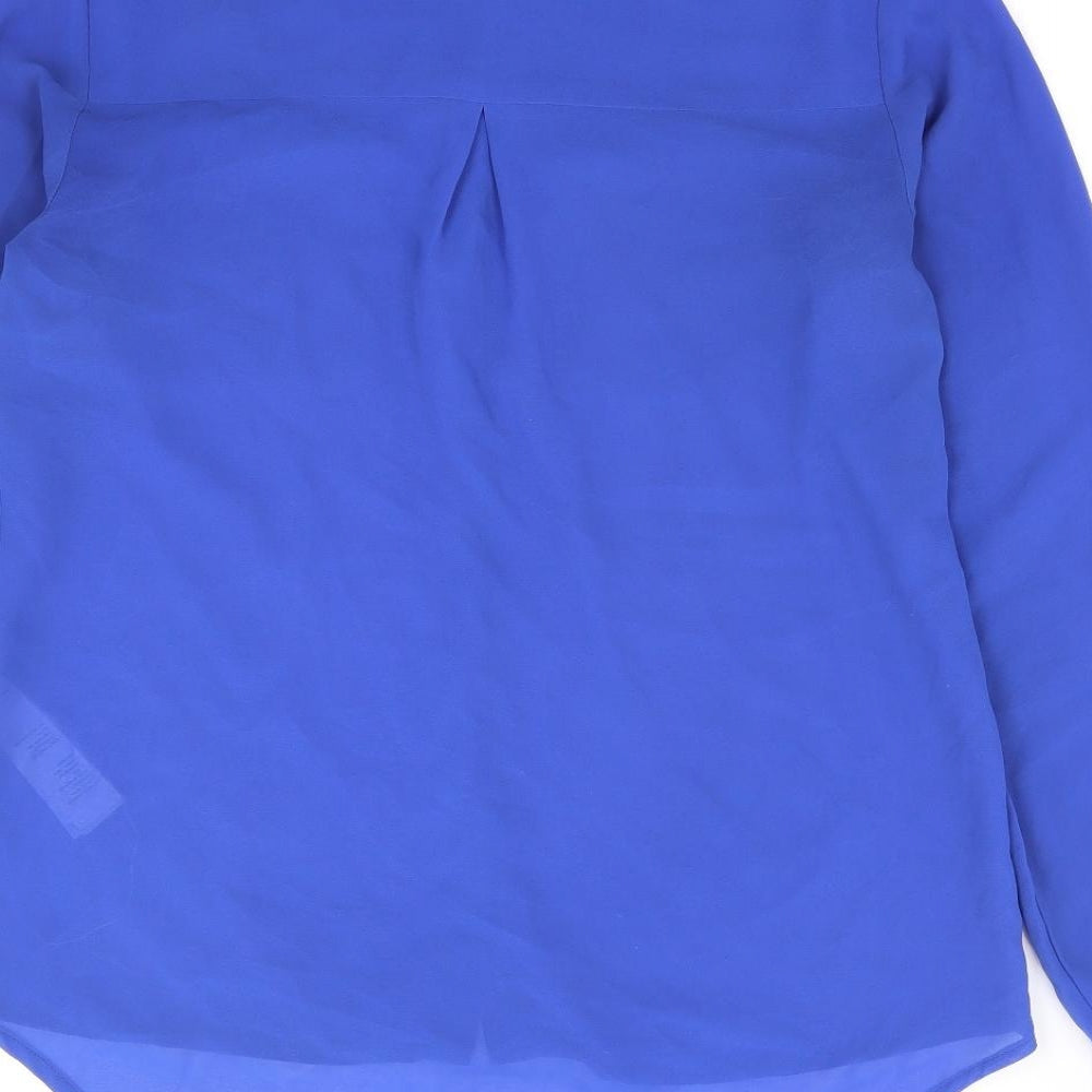 New Look Womens Blue Polyester Basic Button-Up Size 8 Collared