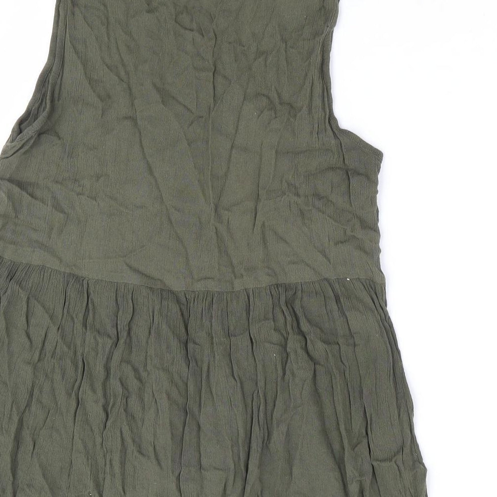 Warehouse Womens Green Viscose Basic Blouse Size 12 V-Neck