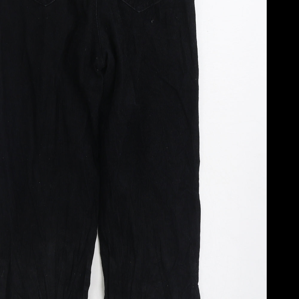Denim & Co. Womens Black Cotton Trousers Size 8 L24 in Regular Zip