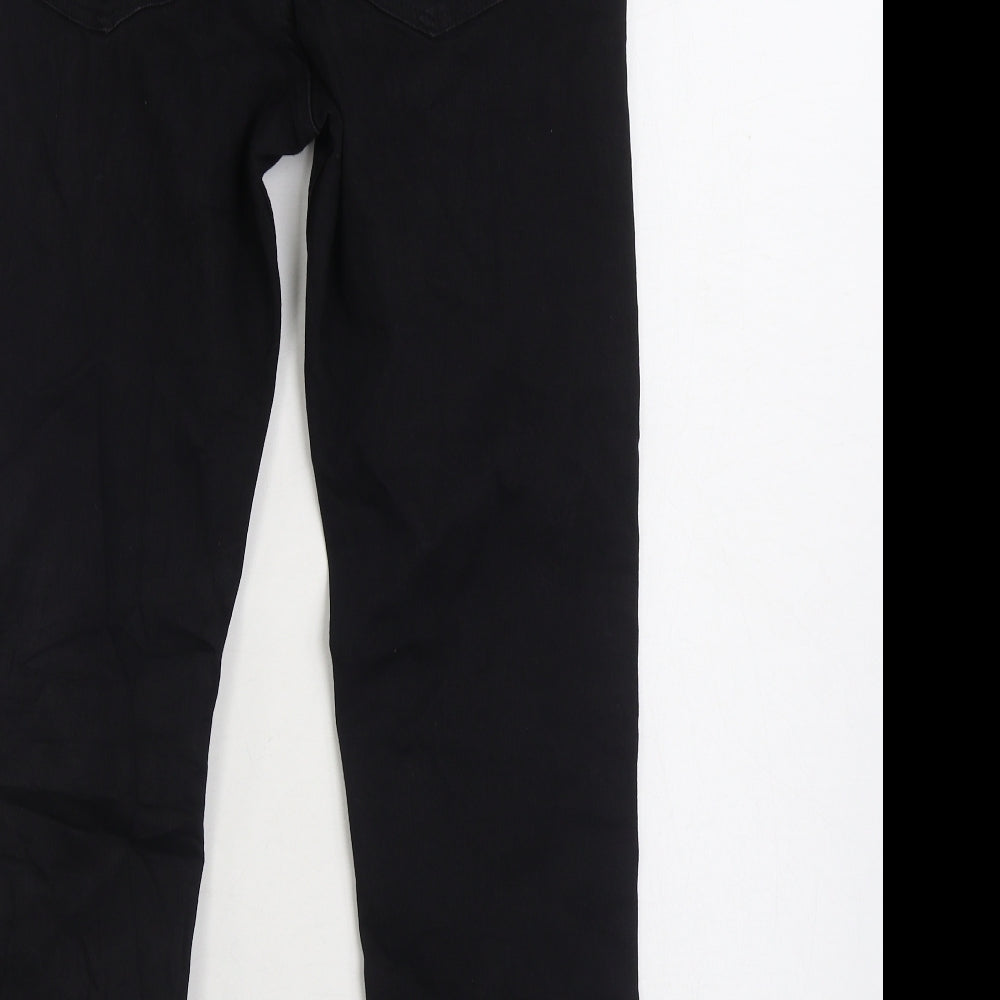 Marks & Spencer Womens Black Cotton Skinny Jeans Size 12 L26 in Regular Zip