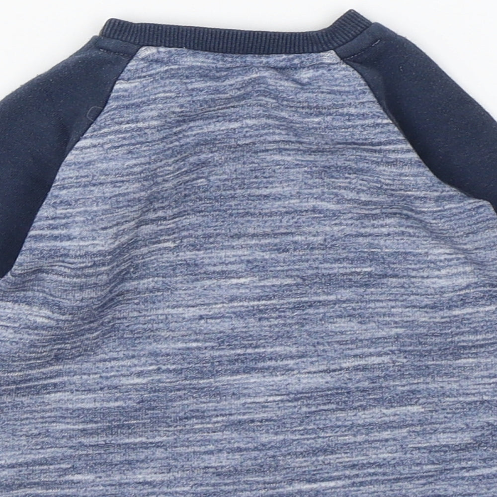 F&F Boys Blue Cotton Pullover Jumper Size 6-9 Months Snap