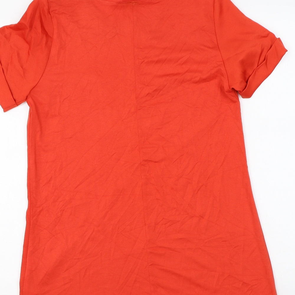 Zara Womens Red Polyester T-Shirt Dress Size S Round Neck Pullover