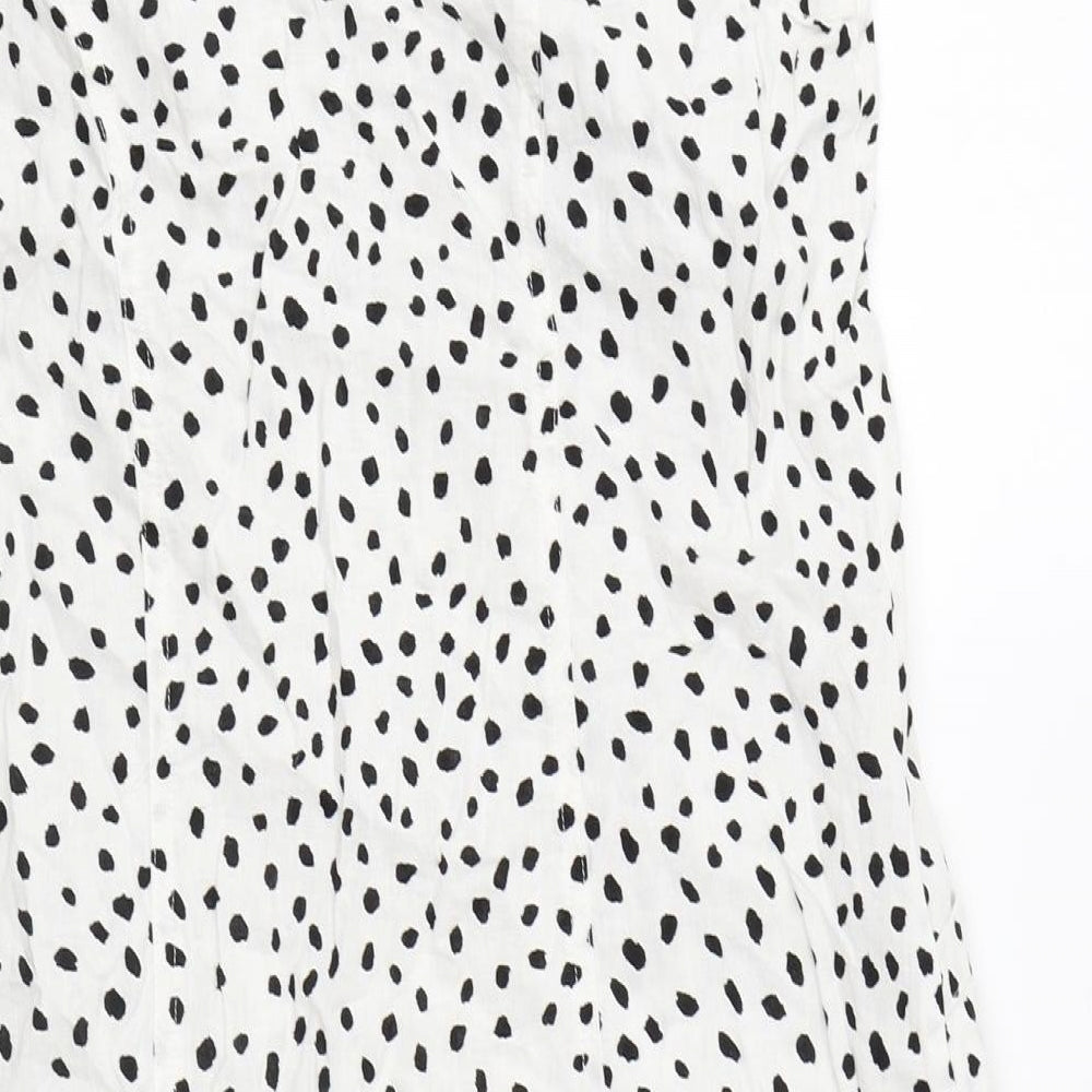 F&F Womens White Geometric Cotton Shift Size 10 V-Neck Pullover