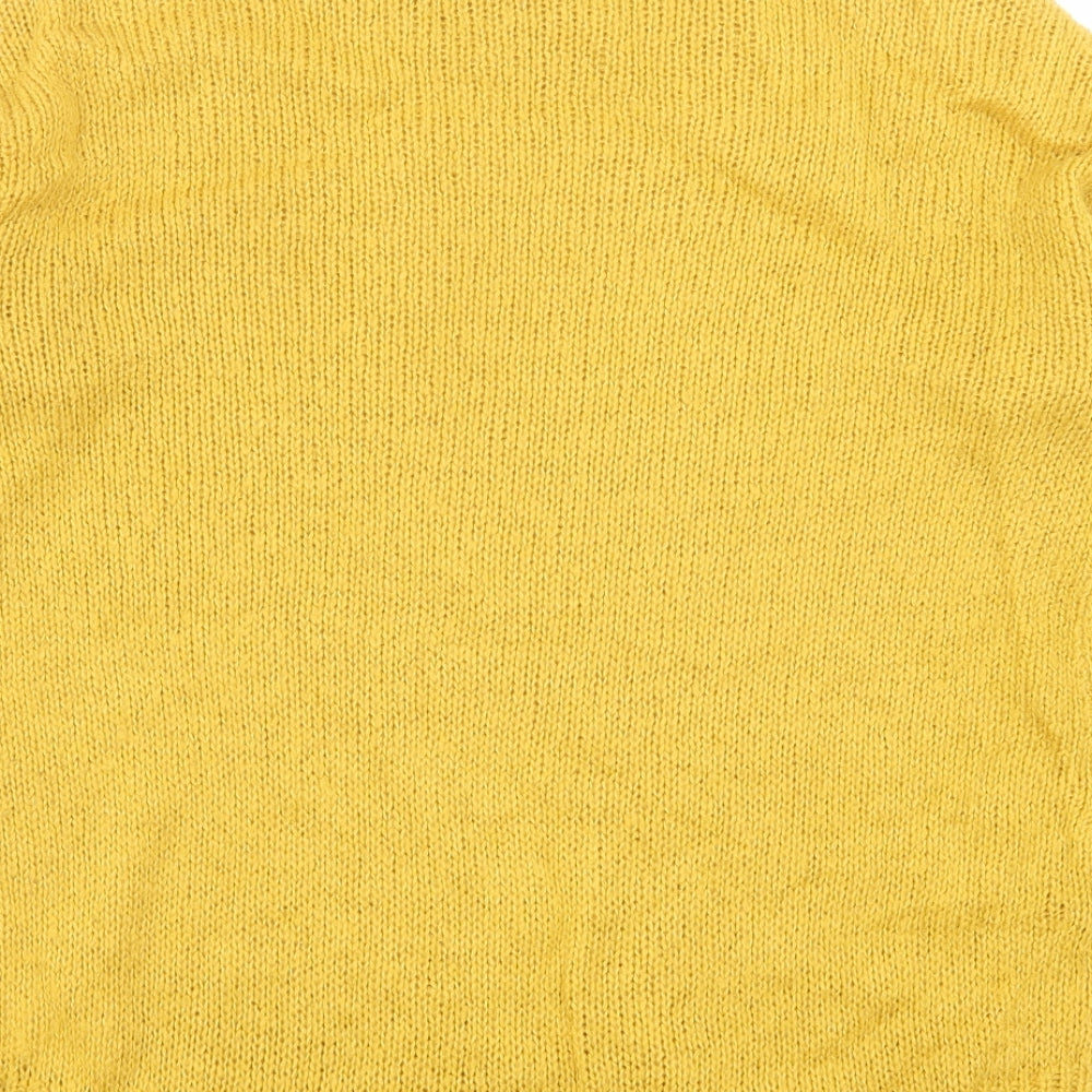 New Look Womens Yellow Collared Acrylic Pullover Jumper Size S