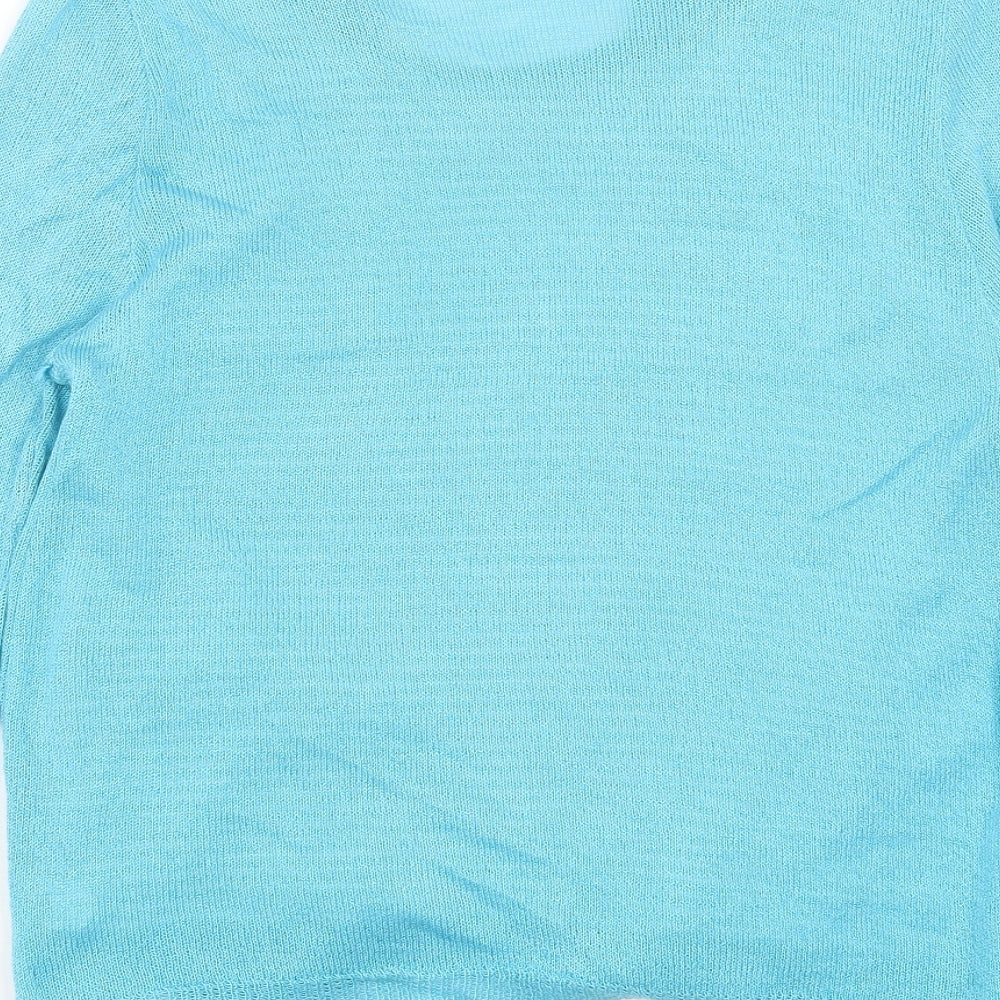 Lizzi Clarke Womens Blue Scoop Neck Striped Acrylic Pullover Jumper Size S