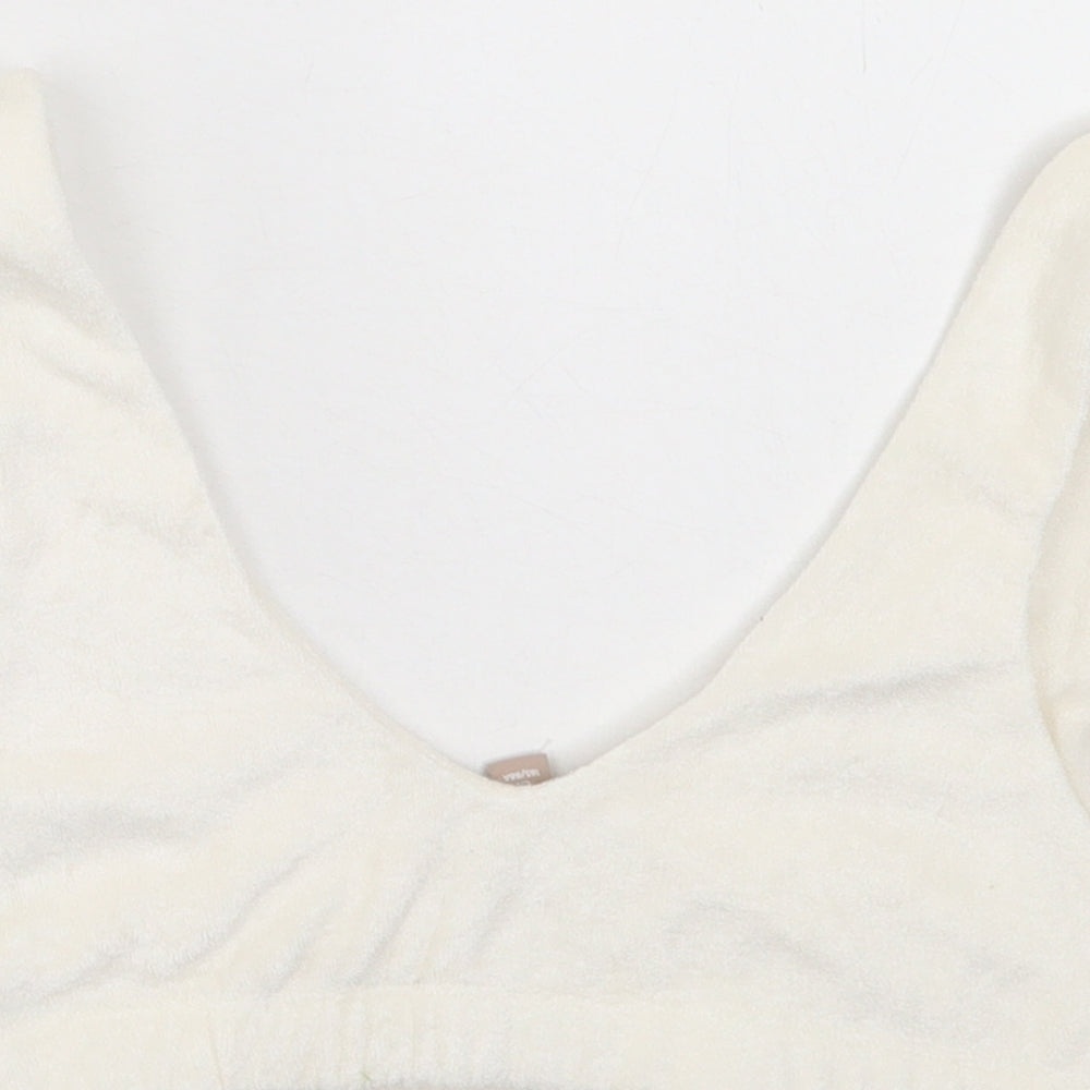 H&M Womens White Polyester Cropped Tank Size S V-Neck