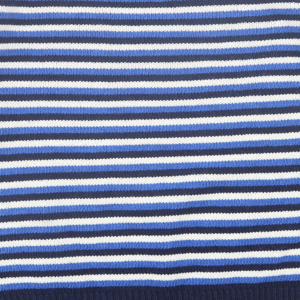 Papaya Womens Blue Crew Neck Striped Polyester Pullover Jumper Size M