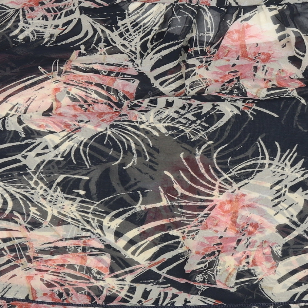 NEXT Womens Black Floral Polyester Basic Blouse Size 12 Round Neck