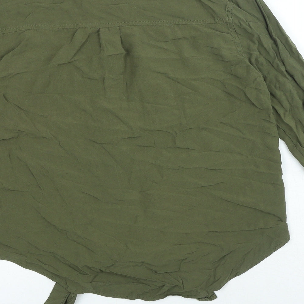 New Look Womens Green Viscose Basic Button-Up Size 6 Collared