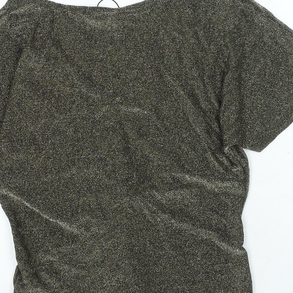 Marks & Spencer Womens Gold Polyimide Basic Blouse Size XS V-Neck