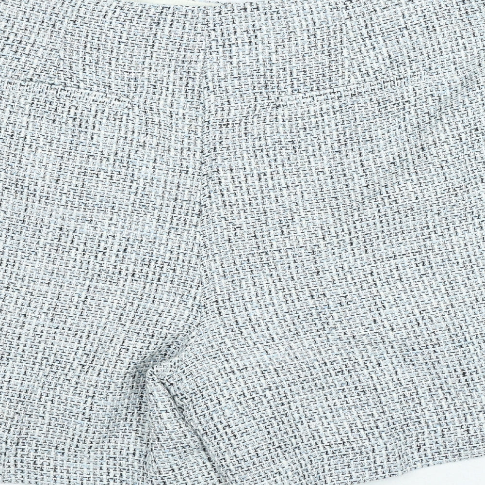 Marks & Spencer Womens Blue Houndstooth Polyester Cut-Off Shorts Size 20 Regular Zip