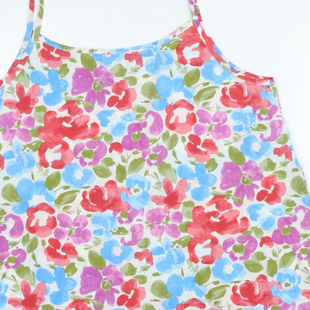 Peacocks Womens Multicoloured Floral Polyester Camisole Blouse Size 14 Round Neck