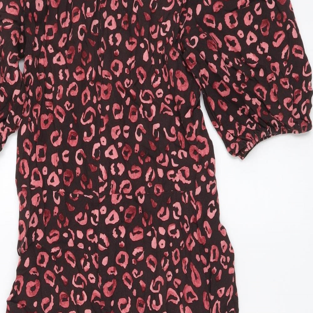 NEXT Womens Red Animal Print Polyester A-Line Size 10 Round Neck Pullover