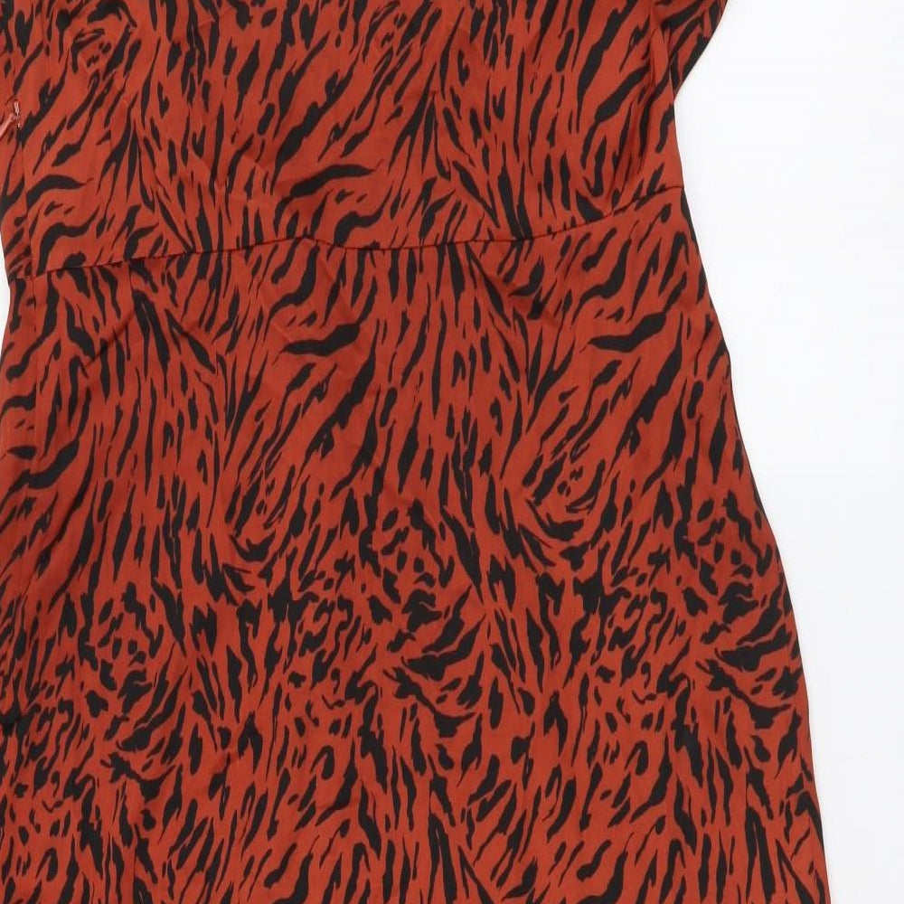 Clements Ribeiro Womens Red Striped Polyester A-Line Size M V-Neck Pullover