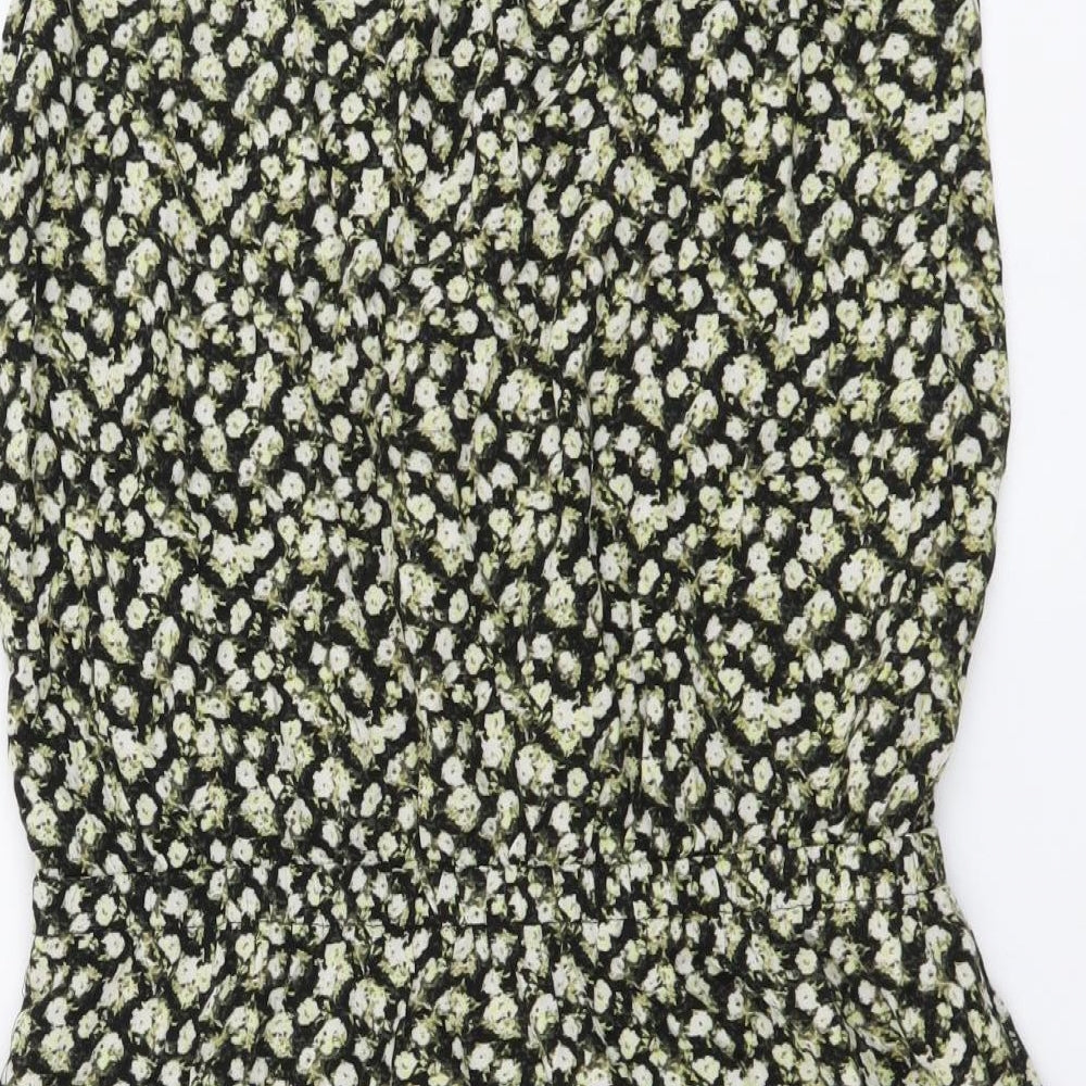 H&M Womens Yellow Floral Viscose A-Line Size 40 Round Neck Pullover