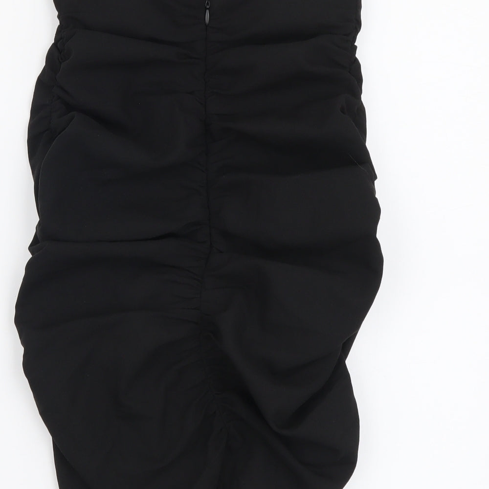 AsYou Womens Black Polyester Mini Skirt Size 8 Zip