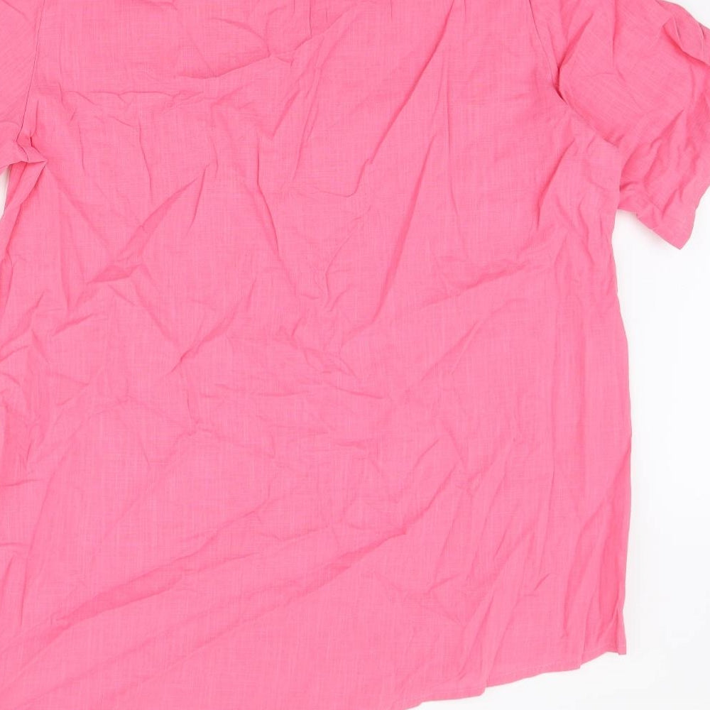 MissLook Womens Pink Polyester Basic T-Shirt Size L Round Neck - Asymmetric