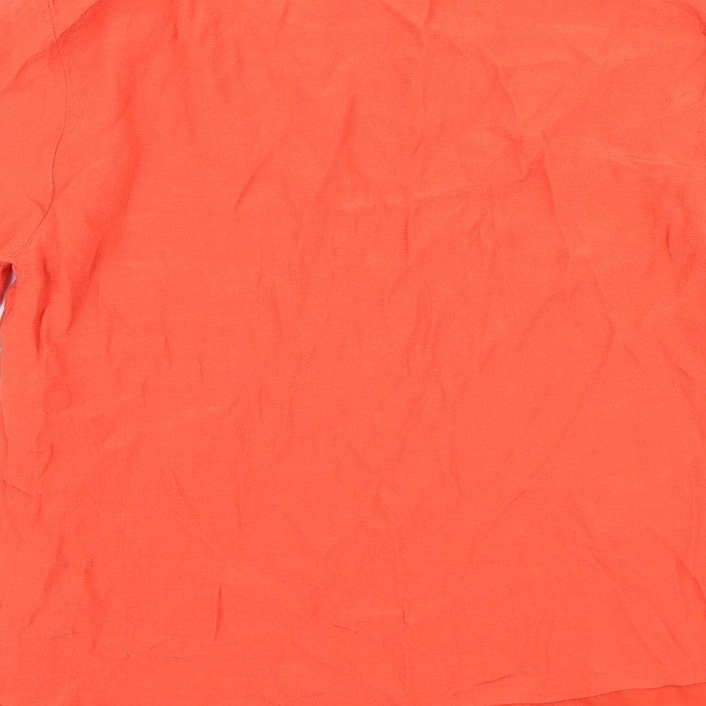Marks & Spencer Womens Orange Polyester Basic T-Shirt Size 6 Round Neck
