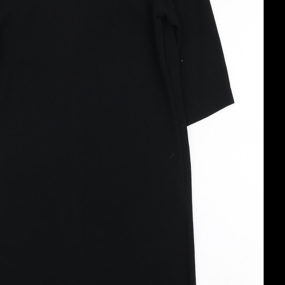 Marks & Spencer Womens Black Polyester A-Line Size 12 V-Neck Button