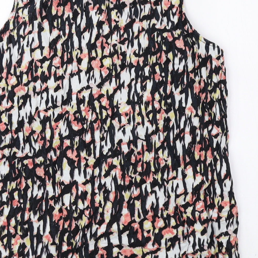 Marks & Spencer Womens Multicoloured Geometric Flax Basic Tank Size 12 V-Neck