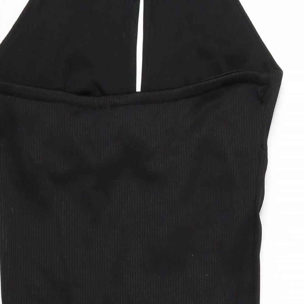 Divided by H&M Womens Black Polyester Mini Size 4 Halter Pullover
