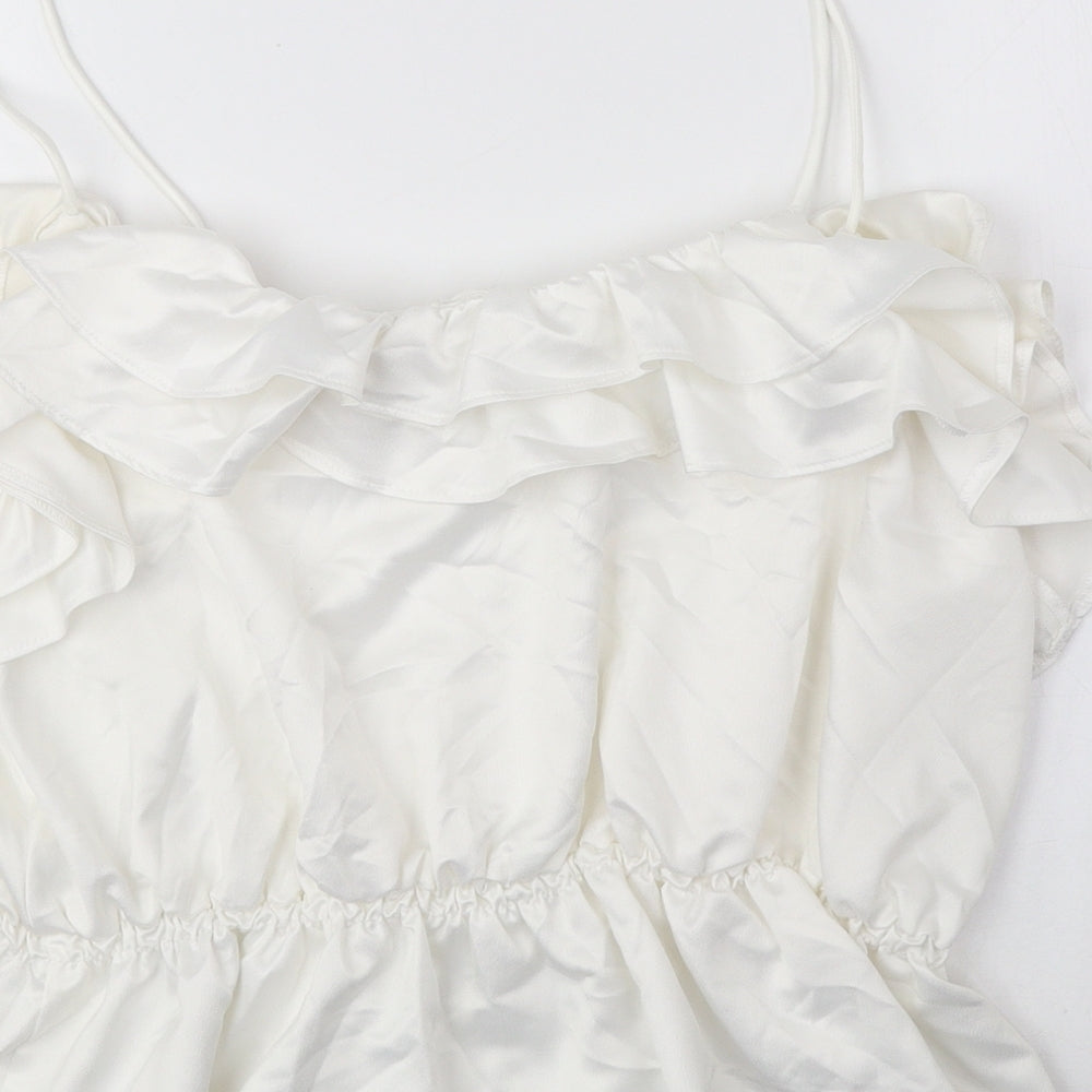 Topshop Womens Ivory Polyester Camisole Blouse Size 14 Round Neck