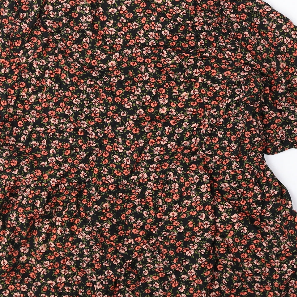 New Look Womens Multicoloured Floral Viscose Basic Blouse Size 10 V-Neck