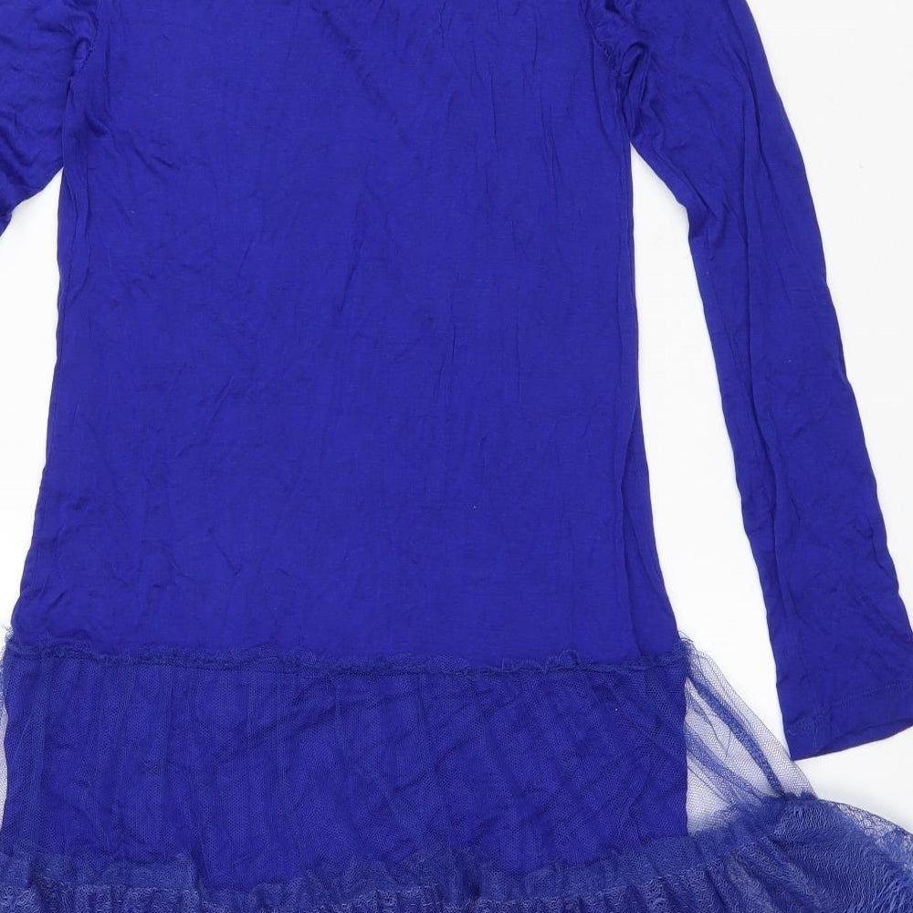 maElla Womens Blue Viscose Bodycon Size M Round Neck Pullover